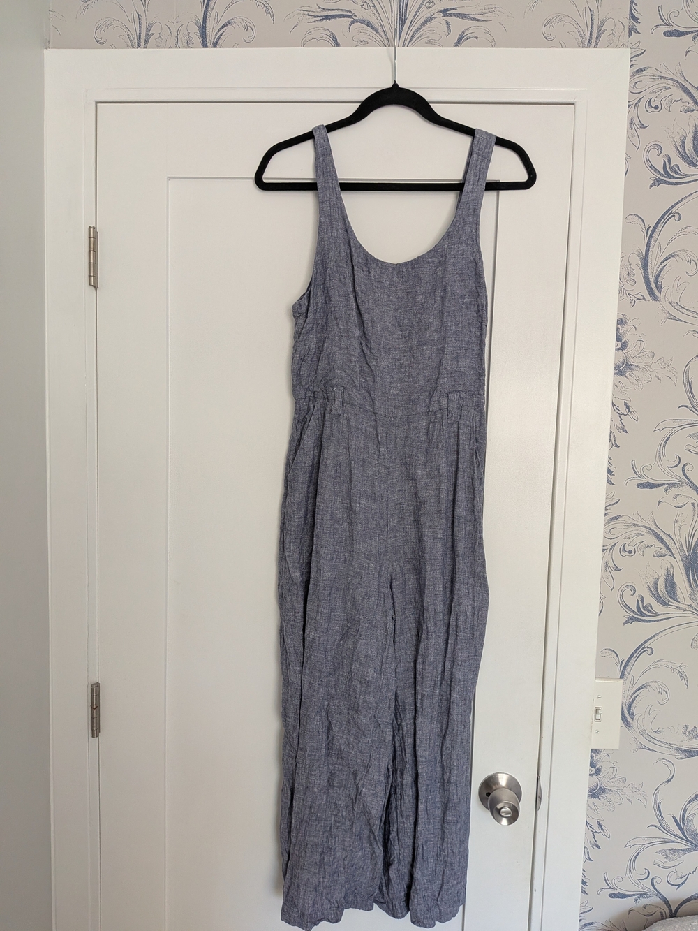 Rachel Zoe Navy and Chambray Linen Romper